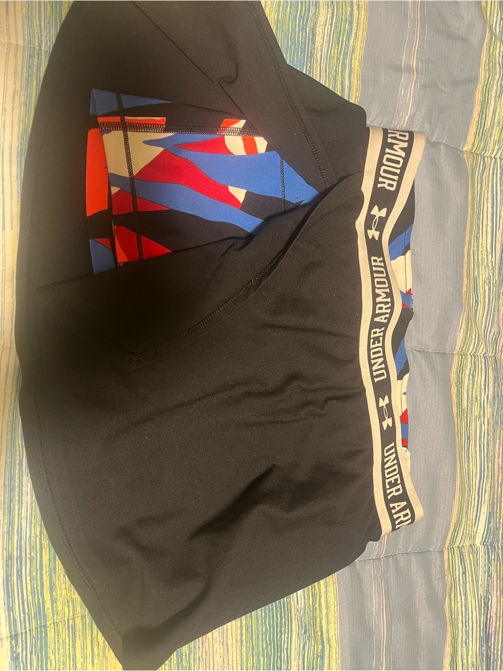 Under Armour Black Athletic Skort with Red and Blue Patterned Liner